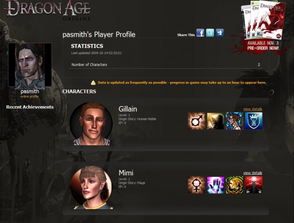 Social page showing my characters Social page showing my characters