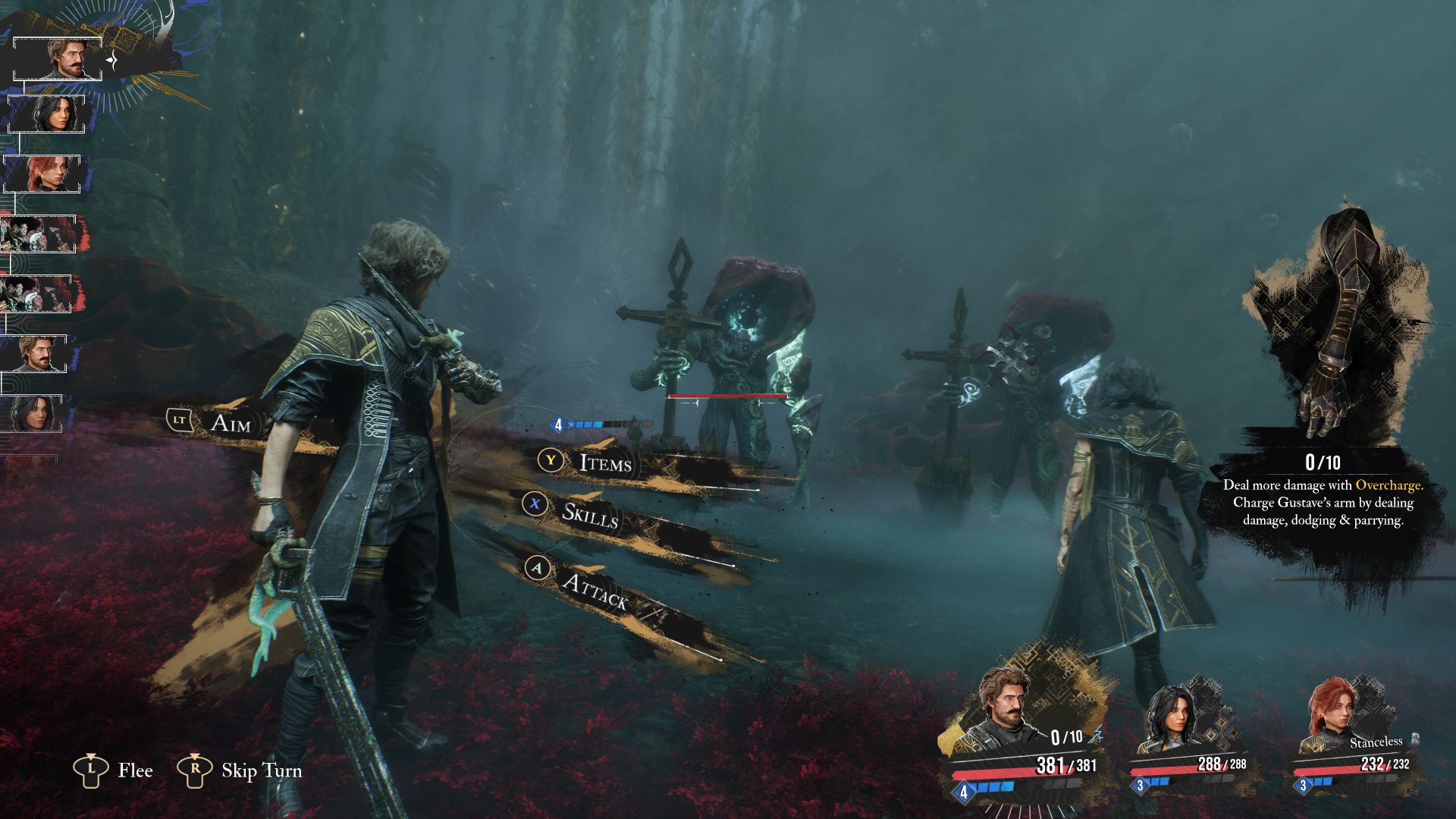 A screenshot showing the combat interface