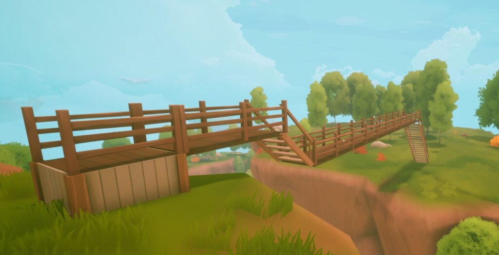 Solarpunk screenshot of a bridge